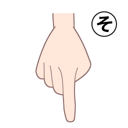 「そ」を表す指文字の手話の絵カードです。