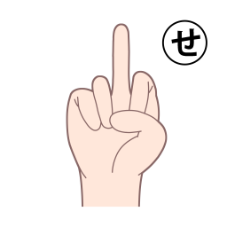 「せ」を表す指文字の手話の絵カードです。