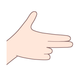 「し」を表す指文字の手話の絵カードです。
