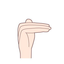 「こ」を表す指文字の手話の絵カードです。