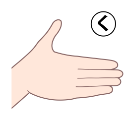 「く」を表す指文字の手話の絵カードです。