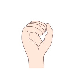 「お」を表す指文字の手話の絵カードです。