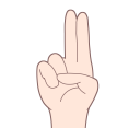 「う」を表す指文字の手話の絵カードです。