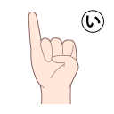「い」を表す指文字の手話の絵カードです。