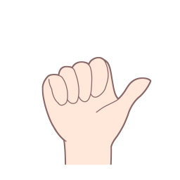 「あ」を表す指文字の手話の絵カードです。