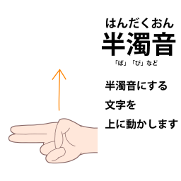 半濁音を表す指文字の手話の絵カードです。