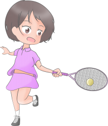 テニスする女の子のイラストです。