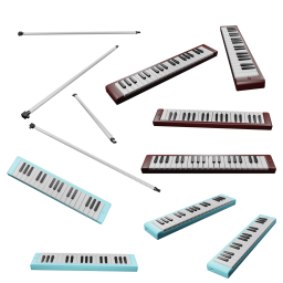 鍵盤ハーモニカの３Dレンダリング画像です。