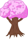 桜の木のイラストです。花びらが舞っているバージョンはヴァリアントをご覧ください。