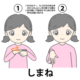 島根の手話の絵カードイラストです。
