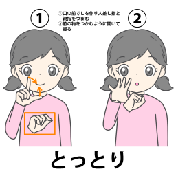鳥取の手話の絵カードイラストです。