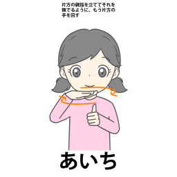 愛知の手話の絵カードイラストです。