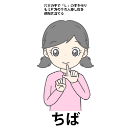 千葉の手話の絵カードイラストです。