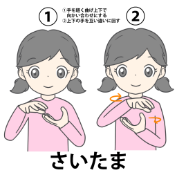 埼玉の手話の絵カードイラストです。