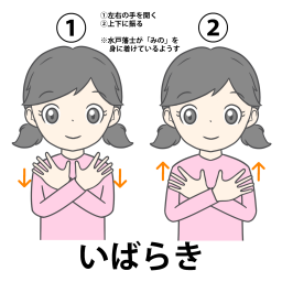 茨城の手話の絵カードイラストです。