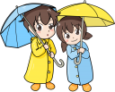 傘を持つ子供たち