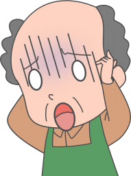 頭を抱える高齢男性のイラストです。