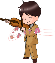 バイオリンを弾く男の子のイラストです。