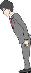 敬礼する男性の横向きの姿のイラストです。（角度表示なしのイラストはヴァリアントを参照ください。）