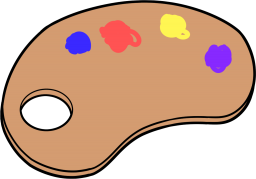 絵具が乗ったパレットのイラストです。