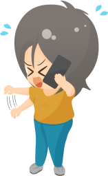 故障した自動車のイラストに使われた電話を掛ける人です。自動車と人個別のイラストはヴァリアントをご覧ください。