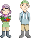 野菜を収穫した老夫婦