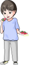 苺を食べる男性