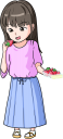 苺を食べる女性のイラストです。