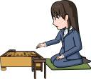 将棋をする女性のイラストです。