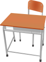 学校の机と椅子のイラストです。