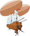 ファンタジーゲームの後半に出てくるような飛行船のイラストです。