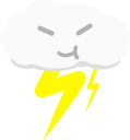 雷雲のキャラクターのイラストです。表情なしのイラストはヴァリアントをご覧ください。