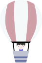 気球のイラストです。無人Verはヴァリアントをご覧ください。