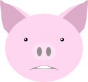 正面から見た豚のイラストです。
