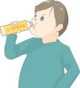 清涼飲料水を飲む男性のイラストです。