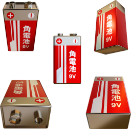 角乾電池9Vの３Ｄレンダリング画像です。