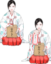 くじを引く巫女さん