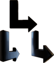 直角の矢印の３Ｄレンダリング画像です。（他の色はヴァリアントをご覧ください）