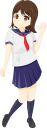 手を振る女子高生のイラストです。