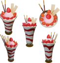 イチゴパフェの３Ｄレンダリング画像です。