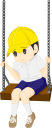 さびしそうにブランコに乗る少年のイラスト