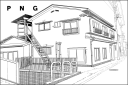 アパートの線画（PNG）
