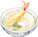 白出汁の関西風海老天うどん