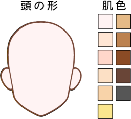 着せ替えイラストの頭の標準型11肌色です