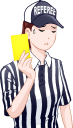 イエローカードを出すゲートボールの審判