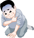 胸を押さえる男性