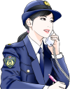 電話応対をする婦警さん