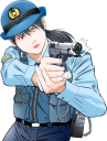 標的を撃つ婦警さん