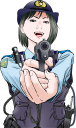銃口を向ける婦警さん