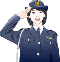 敬礼する婦警さん